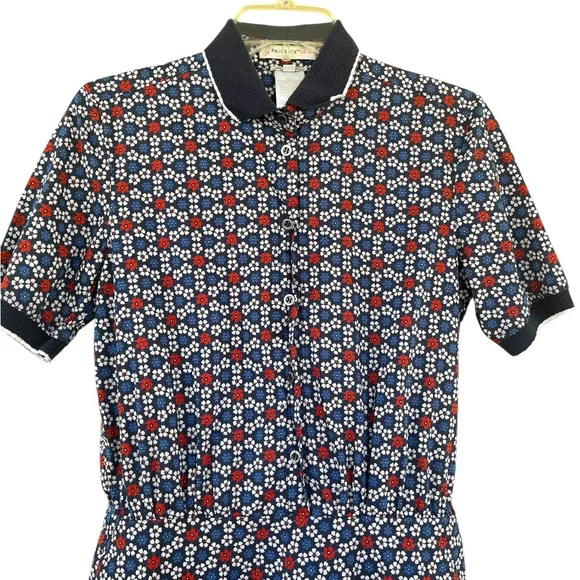Paul & Joe SISTER Navy Red White Floral Button-Front Dress - Picture 2 of 12